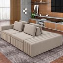 Ver imagem 2 de Sofá Ilha e Puff Sala Living 285cm Siesta M22 Veludo Bege - Mpozenato
