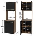 Ver imagem 3 de Balcão Auxiliar Torre Quente Suspensa 15cm Cozinha Completa Modulada Compacta Aura Marrom/Nogal/Preto