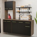 Ver imagem 5 de Balcão Auxiliar Torre Quente Suspensa 15cm Cozinha Completa Modulada Compacta Aura Marrom/Nogal/Preto