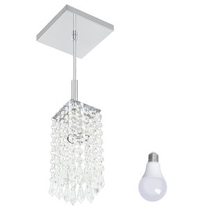 Lustre Pendente Quadrado Clearcrillic Cristal Acrílico com Lâmpadas 6000K (Branca Fria)