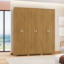 Guarda Roupas Noronha 6 Portas 100% Mdf Ideal para Ambientes Pequenos:nature - 1