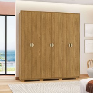 Guarda Roupas Noronha 6 Portas 100% Mdf Ideal para Ambientes Pequenos:nature