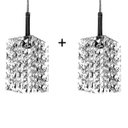 Ver imagem 2 de Kit 2 Lustres Pendente Quadrado Clearwall de CrIstal Legitimo com Lâmpadas 3000K (Branco Quente)