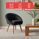 Ver imagem 3 de Kit 2 Poltrona Sala Decorativa Louis Veludo Preto Pés Palito Castanho