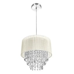 Lustre Pendente De Organza e Cristal Acrílico Manucrillic Bege - 4