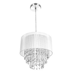 Lustre Pendente de Organza e Cristal Acrílico Manucrillic Branco - 1