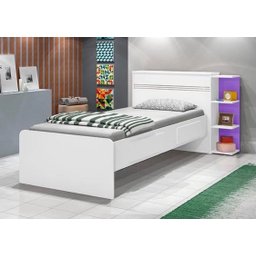 Cama Solteiro com Baú 2 Gavetas J&a Móveis Branco Jade 90x127x218 - 2