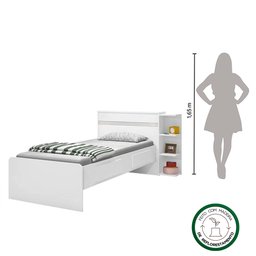 Cama Solteiro com Baú 2 Gavetas J&a Móveis Branco Jade 90x127x218 - 7