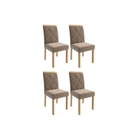 Cadeira Sala de Jantar Fernanda Wood Kit 4 Un Carvalho/suede Joli Capuccino - Cimol
