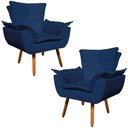 Ver imagem 1 de Kit 2 Poltronas Pés Palito Charger Suede Azul Marinho