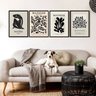 Kit 4 Quadros Matisse Preto e Bege 45x34cm - com Vidro:madeira Preta - 1