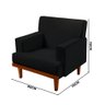 Poltrona Living Com Pés De Madeira Veludo Preto Lima Shop JM - 4