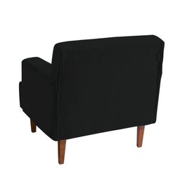 Poltrona Living Com Pés De Madeira Veludo Preto Lima Shop JM - 3