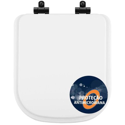 Assento Sanitário Poliéster Antibactéria Soft Close Quadra Branco para Vaso Deca com Ferragem
