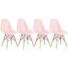 Kit 4 Cadeiras Eames Eiffel Botonê - Rosa - Base de Madeira Clara - 1