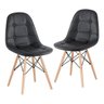 Kit 2 Cadeiras Estofadas Eames Eiffel Botonê - Preto - Base de Madeira Clara - 1