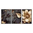 Ver imagem 1 de Kit 03 Quadros Decorativos - Folhas Ouro Efeito Dourado Nobre Art043-vidro com Impressão Uv-60x80cm