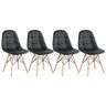 Kit 4 Cadeiras Estofadas Eames Eiffel Botonê - Preto - Base de Madeira Clara - 1