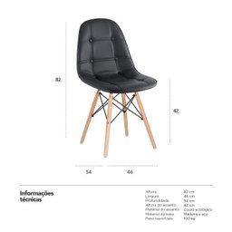 Kit 4 Cadeiras Estofadas Eames Eiffel Botonê - Preto - Base de Madeira Clara - 7