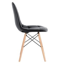 Kit 4 Cadeiras Estofadas Eames Eiffel Botonê - Preto - Base de Madeira Clara - 3