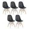 Kit 5 Cadeiras Estofadas Eames Eiffel Botonê - Preto - Base de Madeira Clara - 1