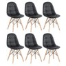 Kit 6 Cadeiras Estofadas Eames Eiffel Botonê - Preto - Base de Madeira Clara - 1