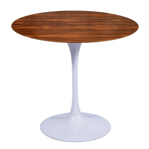 Mesa Saarinen Redonda Pau Ferro 107cm - Base Branca mgsaarinen