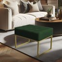 Ver imagem 6 de Kit 02 Puffs Lisa Suede Verde Base Metálica Industrial Dourado