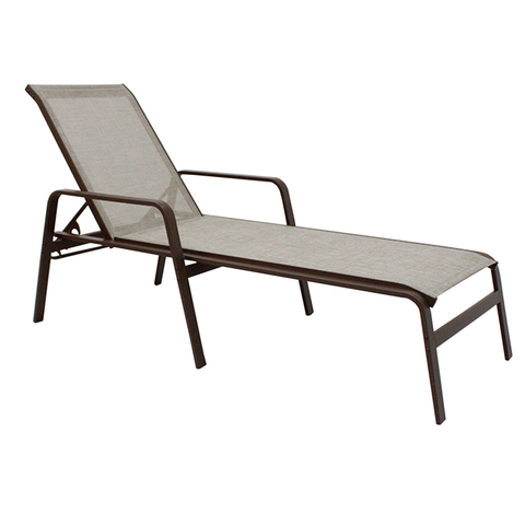 Espreguiçadeira para Piscina Reforçada Aluminio Tela Sling - Marrom