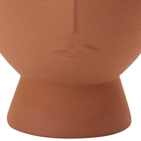 Cachepot Decorativo em Cerâmica Rosto Plantas Terracota 18 Cm M02 - D'Rossi
