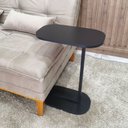 Ver imagem 2 de Mesa Lateral Elo de Apoio Industrial para Sofá ou Cama MDF e Pé em Aço Moderno Preto - Lh Móveis