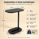 Ver imagem 4 de Mesa Lateral Elo de Apoio Industrial para Sofá ou Cama MDF e Pé em Aço Moderno Preto - Lh Móveis