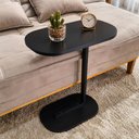 Ver mais imagens de Mesa Lateral Elo de Apoio Industrial para Sofá ou Cama MDF e Pé em Aço Moderno Preto - Lh Móveis