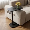 Ver imagem 3 de Mesa Lateral Elo de Apoio Industrial para Sofá ou Cama MDF e Pé em Aço Moderno Preto - Lh Móveis