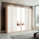 Ver imagem 1 de Guarda-Roupa Casal 6 Portas com Espelho Marseille Bege/Off White/Carvalho Nature