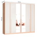 Ver imagem 4 de Guarda-Roupa Casal 6 Portas com Espelho Marseille Bege/Off White/Carvalho Nature