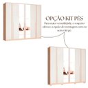 Ver imagem 6 de Guarda-Roupa Casal 6 Portas com Espelho Marseille Bege/Off White/Carvalho Nature