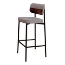 Ver imagem 5 de Banqueta Alta Bar Estofada Kit 3 Ella M25 Linho Cinza Cl/café - Mpozenato