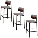 Ver imagem 1 de Banqueta Alta Bar Estofada Kit 3 Ella M25 Linho Cinza Cl/café - Mpozenato
