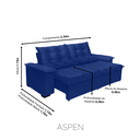 Ver imagem 3 de Sofá Retrátil e Reclinável Aspen 2.30m Super Pillow - Azul