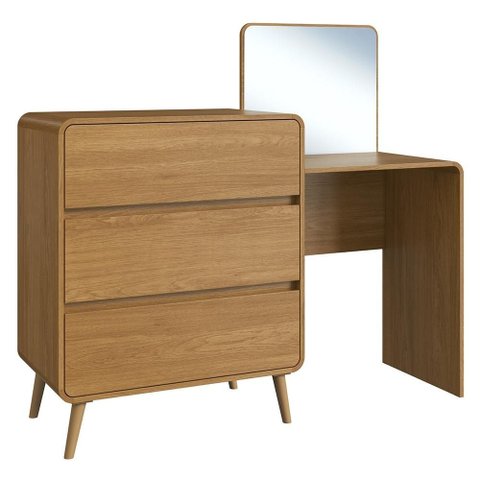 Cômoda Quarto 135cm com Penteadeira Nuvia Castanho C06 - Mpozenato