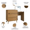 Ver imagem 5 de Cômoda Quarto 135cm com Penteadeira Nuvia Castanho C06 - Mpozenato