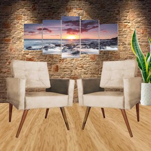 Kit 2 Cadeira Poltrona Consultório Escritório Recepção Reforçadas Vanessa Capuccino