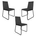 Ver imagem 1 de Kit 3 Cadeiras de Jantar Estofada Lille Base Preta Veludo Cinza - Montanaris Decor