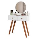 Ver imagem 1 de Penteadeira Retrô 2 Gavetas Conde com Espelho Redondo Cor Branca Ultimas Unidades