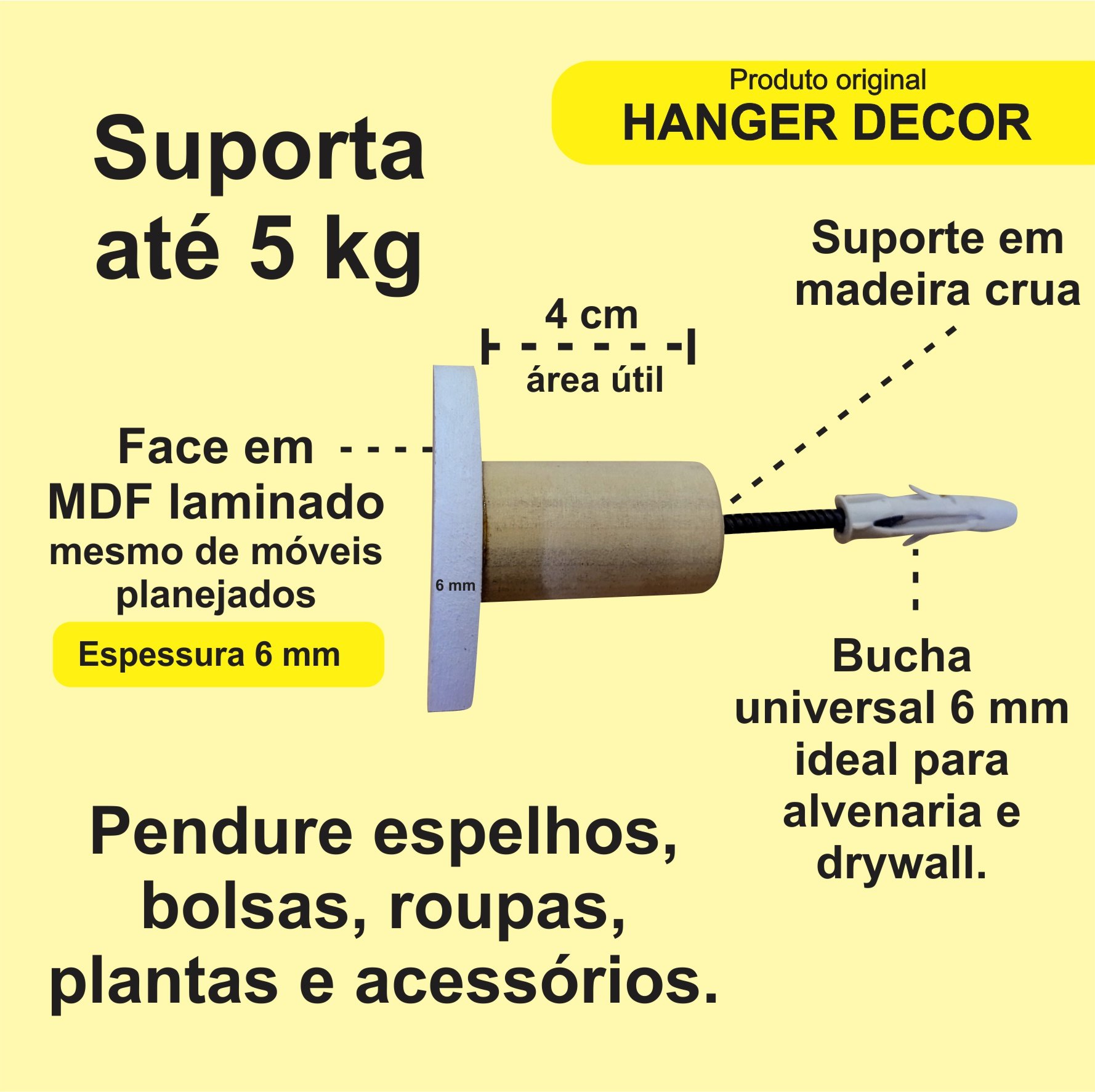 2 Ganchos penduradores de parede de Nuvem em MDF:Branco - 2