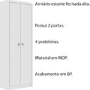 Ver imagem 3 de Armário Estante Alto para Escritório Home Office ME4105 MDP Branco - Gran Belo