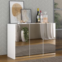 Aparador Buffet 3 Portas com Espelho Vegas Multimóveis MP1011 Branco - 2