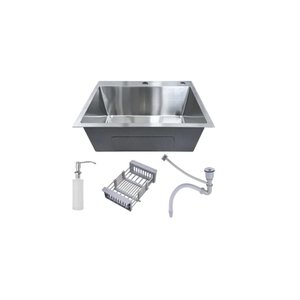 Cuba Pia Aço Inox Gourmet Cozinha 60x45cm com Acessórios Cor Aço Escovado