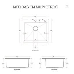 Cuba Pia Aço Inox Gourmet Cozinha 60x45cm com Acessórios Cor Aço Escovado - 7